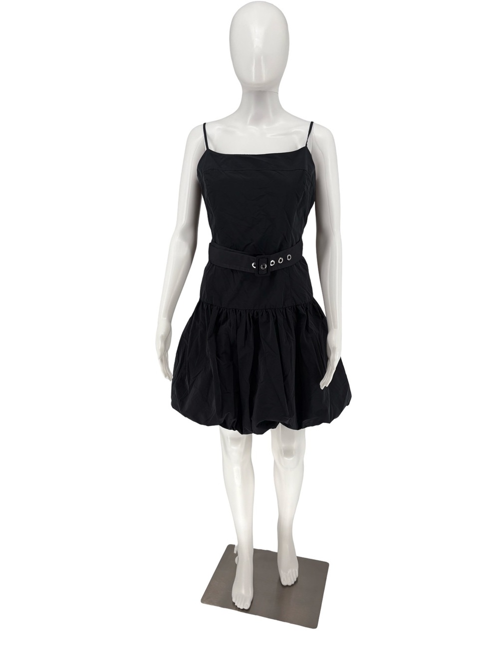New DKNY Black Spaghetti Strap Belted Mini Dress size 10 - Picture 2 of 5